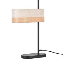 Glitzerlife - Tafellamp Tafellamp Bedlamp Vintage Retro - Leeslamp E14 met Stoffen Kap - Metalen Basis Mat Zwart - Ø44,5 cm - Zwart