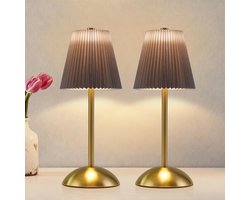 Glitzerlife - Tafellampen - Nachtlampjes - Set van 2 - Touch-dimbare - Draagbare LED - 3 kleurtemperaturen - Ø 11,5 cm - Grijsblauw - Woonkamer, slaapkamer, kantoor