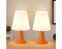 Glitzerlife - Tafellampen Tafellamp - 2 stuks - E14 Bedlampje met snoer - Moderne design lamp - Leeslamp slaapkamer - Ø13x24,5 cm - Oranje