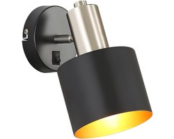 Glitzerlife - Wandspots - Wandleuchten - 350° draaibaar - ingebouwde schakelaar - Metaal - E27 Retro-stijl - Ø12cm - Zwart