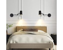 Glitzerlife - Woonkamer Wandspots - Retro Vintage - Draaibare Lampkop - Metallen Materiaal - 2xGU10 - Ø50cm - Zwart - Wandverlichting voor Slaapkamer