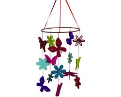 Global Affairs | Vilten mobiel Vlinders & Bloemen (55 cm)