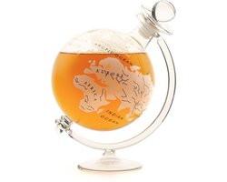 Globe Karaf met Houder en stop - Wereldbol - Whiskeykaraf