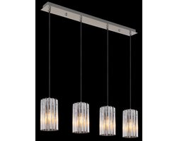 Globo - hanglamp - CAYDEN - staal - glas - grote eettafellamp - E27 - 15747-4H