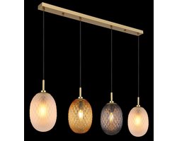 Globo - hanglamp - DEVIN - multicolor - glas - grote eettafellamp - E14 - 15899-4H