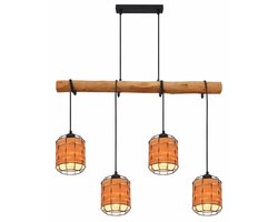 Globo - hanglamp - Elmar - naturel - metaal - grote eettafellamp - E27 - 15665-4H1