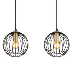 Globo - hanglamp - Eusebius - zwart - metaal - grote eettafellamp - E14 - 15589-4H