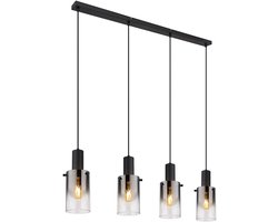 Globo - hanglamp - Florentina - zwart - glas - grote eettafellamp - E27 - 15907-4H