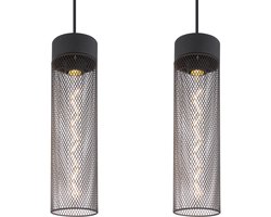 Globo - hanglamp - Hans - zwart - glas smoke glas - grote eettafellamp - E27 - 15649-3H