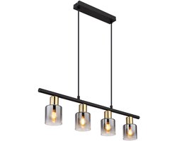 Globo - hanglamp - Hollsy - zwart - metaal - grote eettafellamp - E14 - 54310-4H