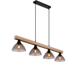 Globo - hanglamp - Lindi - naturel zwart - metaal - grote eettafellamp - E14 - 15544-4H
