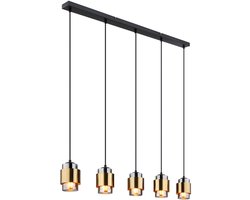 Globo - hanglamp - Milley - messing zwart - glas - grote eettafellamp - E27 - 15560-5H