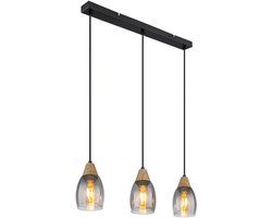 Globo - hanglamp - Reid - zwart - glas - grote eettafellamp - E27 - 15706-3H