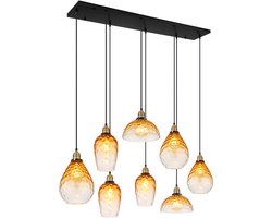 Globo - hanglamp - Salvy - amberkleurig - glas - grote eettafellamp - E27 - 15786-8H