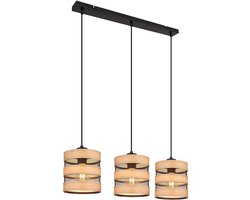 Globo - hanglamp - Soeni - naturel - metaal - grote eettafellamp - E27 - 15650-3H