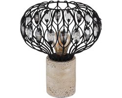 Globo - tafellamp - DORTHY - crème - steen - Ø 25cm - E27 - 15778T