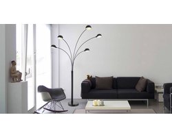 Globo - vloerlamp - Seymour - zwart - metaal - booglamp - E14 - 58228NB