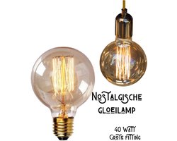 Gloeilamp grote fitting - G 80 Kooldraadlamp - Vintage - E27 Fitting 40 Watt - Retro - Decoratielamp