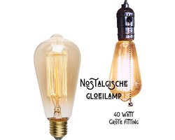Gloeilamp grote fitting - ST 64 Kooldraadlamp - Vintage - E27 Fitting 40 Watt - Retro - Decoratielamp - Klassiek