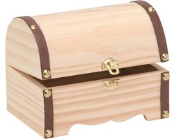 Glorex hobby houten schatkistje met sluiting en deksel - 15 x 10 x 10 cm - Sieraden/spulletjes/sleutels - kleine kistjes