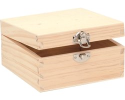 Glorex hobby kistje met sluiting en deksel - hout - 13 x 13 x 7 cm - Sieraden/spulletjes/sleutels - Opberg kistjes