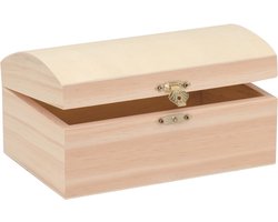 Glorex hobby schatkistje met sluiting en deksel - hout - 18 x 12 x 9 cm - Sieraden/spulletjes/sleutels - Opberg kistjes