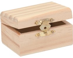 Glorex hobby schatkistje met sluiting en deksel - hout - 8 x 5 x 4 cm - Sieraden/spulletjes/sleutels - Opberg kistjes