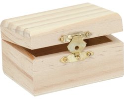 Glorex Kistje - hout - klein - rechthoek - met sluiting - 8x5,5x4,5 cm - houten kisjes
