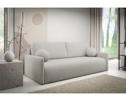 Glove Slaapbank Grijs – Moderne Sofa met Slaapfunctie – Industriële Stijl – Teddy Stof – Logeerbed – Slaapbank voor Studio, Woonkamer of Kinderkamer – 2 Gratis Kussens – 194x140 cm – Comfort & Design