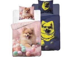 Glow in the dark dekbedovertrek Keeshondje - katoen - eenpersoons - 140x200 + 70x80 cm