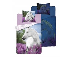 Glow-in-the-dark dekbedovertrek Paard Lavendel 160x200 Katoen
