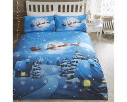Glow In The Dark Kerst Dekbedovertrek Set - Eenpersoonsbed Maat in Multicolor