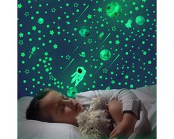 Glow In The dark Stickers - Lichtgevende Sterren - Planeten - Astronaut - Muurstickers - Slaapkamer - Kinderkamer - Babykamer