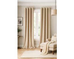 Glow Thuis - gordijn - kant en klaar - 75% verduisterend - fluweel - Beige - 135x250cm