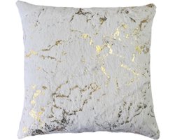 Glow Thuis - Kussenhoes 40x40 cm - Witte kleur met gouden design - Exclusief Binnenkussen