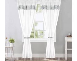 Glow Thuis - vitrage gordijnen - kant en klaar - wit - Zirkonia band + embrasse - 145x250cm