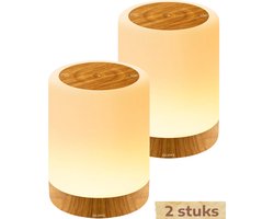Glowy Nachtlampjes LED - Set van Twee – Draadloze Tafellamp met 256 Kleuren en 3 Modi – Met Timer & Geheugenfunctie – Nachtlamp met Touchpaneel voor Kinderen en Volwassenen – Sfeerverlichting voor Slaapkamer en Woonkamer