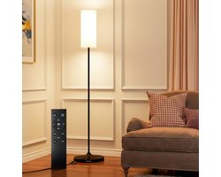 Glowy Vloerlamp - Dimbaar met Afstandsbediening - Staande Lamp Zwart - LED Leeslamp Staand - Vloerlampen Woonkamer - Met Timer & Nachtstand