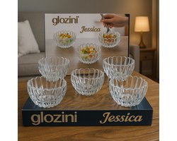 Glozini Jessica Kommen – 6-delige Set – Glas – Voor Dessert, Salade en Snacks
