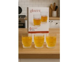 Glozini Korte Geribbelde Glazen - 213ml - Stapelbaar - 6 Stuks - Matcha glazen