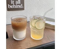 Glozini Waterglazen - 6 Stuks - Ribble Glas - 200ml - Geribbelde Glas - Stapelbaar - Waterglas - Water glazen - Cappucino, koude en warme dranken glazen