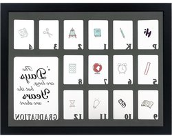 GMFrames Schooldagen fotolijsten prek-12 schooljaar fotolijst 12 x 16 voor kleuterschool en kleuterschool tot 12e klas houdt (1) 5x7 & (13) 2x3 portemonnee formaat foto's zwart-grijs mat