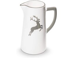 GMUNDNER keramische waterkan 1,2 liter – Handgemaakt in Oostenrijk – Decor herten – Grijze afwerking