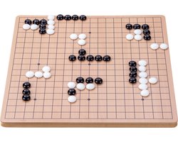 Go Bordspel 36 cm – Met 280 Glazen Stenen Zwart/Wit en Opbergzakjes – Strategisch Bordspel – Engelhart