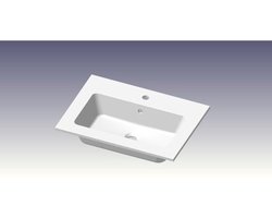 Go by Van Marcke meubelwastafel 60x46x1.4cm 1 geïntegreerde wasbak 1 kraangat kunstmarmer wit glans