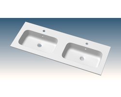 Go by Van Marcke Paco meubelwastafel 120x46x1.5cm 2 geïntegreerde wasbakken 2 kraangaten kunstmarmer wit mat