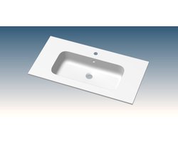 Go by Van Marcke Paco meubelwastafel 90x46x1.5cm 1 geïntegreerde wasbak 1 kraangat kunstmarmer wit mat