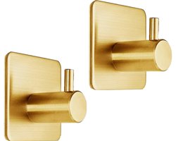 Go Go Gadget - Ophanghaak - Zelfklevend - Geschikt voor badkamer en keuken - Multifunctioneel - RVS - Goud - 1 set van 2 stuks