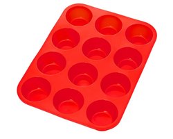 Go Go Gadget - Siliconen bakvorm - 12 Muffins/ Cupcakes - Bak accessoire - 1 stuk - Rood