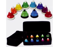 Go Percussion Tafelbellen 10 stuks, incl. opbergzak. (Dezelfde kleur als de BOOMWHACKERS)